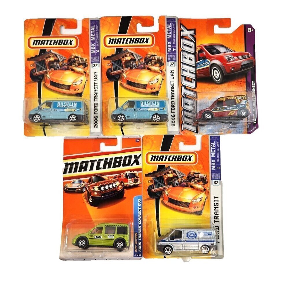Matchbox Ford Transit Vans Taxi MBX Metal Diecast Cars Lot of 5 New MOC